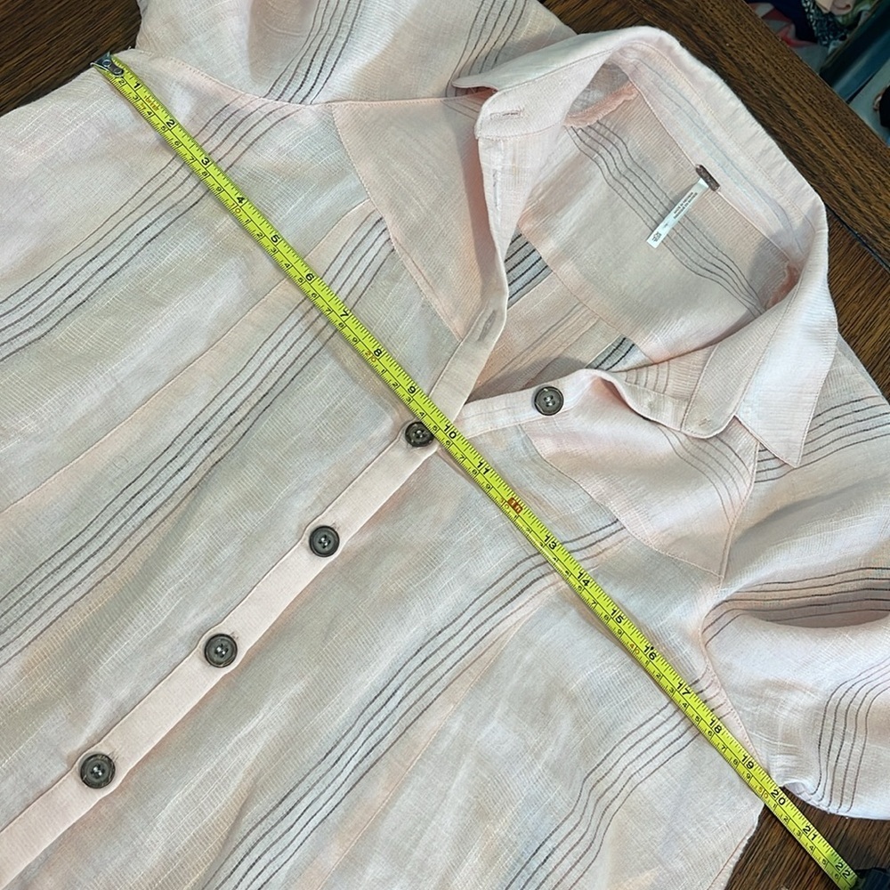 Free People Great Escape Pink Peach Shirtdress Semi Sheer Swim Cover up Small - Picture 8 of 12